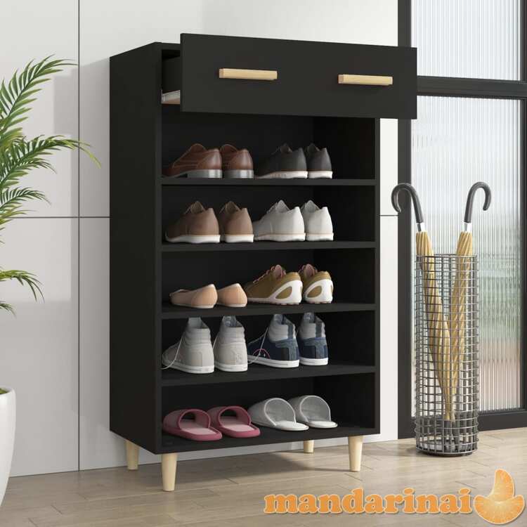 Spintelė batams, juodos spalvos, 60x35x105cm, apdirbta mediena