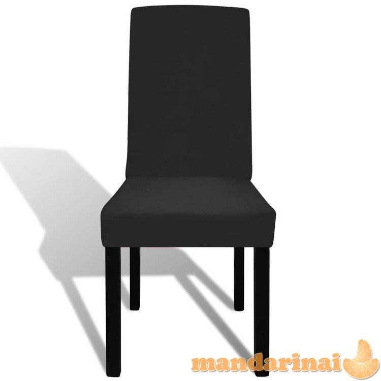 Tiesūs įtempiami kėdžių užvalkalai, 6vnt., juodos spalvos