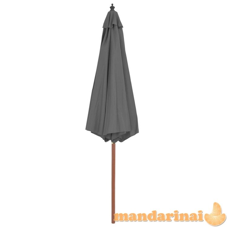 Lauko skėtis su mediniu stulpu, 300 cm, antracito spalvos