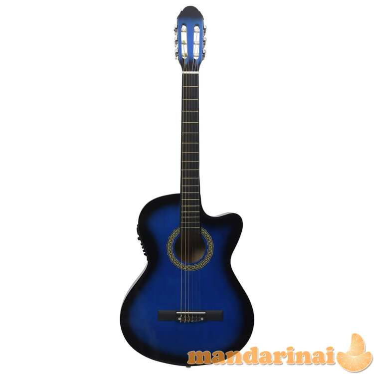 Klasikinė gitara su ekvalaizeriu, mėlynos spalvos, 6 stygos