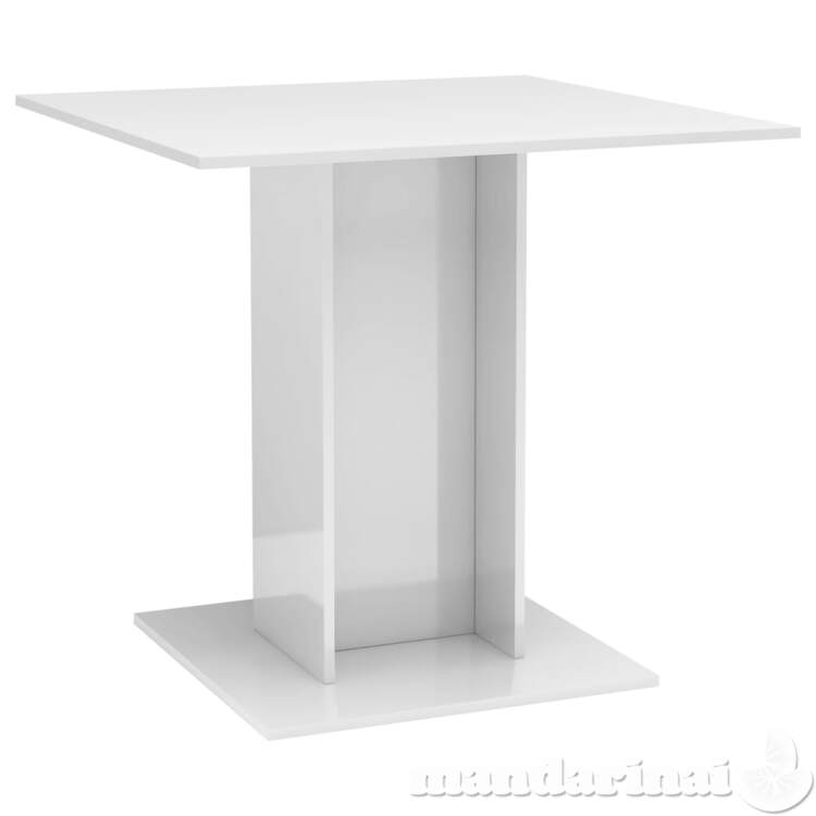 Valgomojo stalas, baltos sp., 80x80x75cm, mdp, labai blizgus