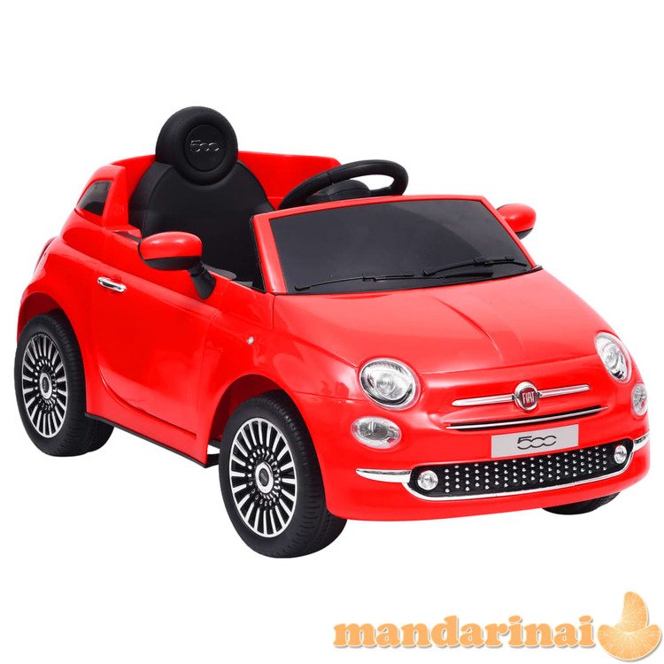 Elektrinis vaikiškas automobilis fiat 500, raudonos spalvos