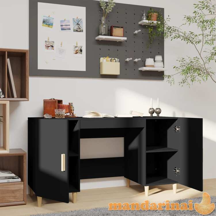 Rašomasis stalas, juodos spalvos, 140x50x75cm, apdirbta mediena