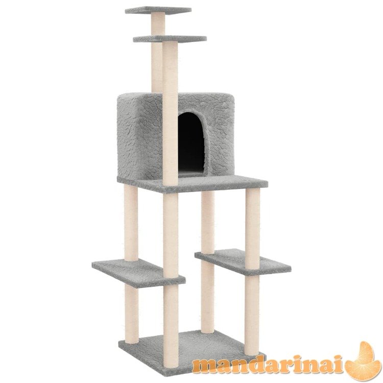 Draskyklė katėms su stovais iš sizalio, šviesiai pilka, 144,5cm