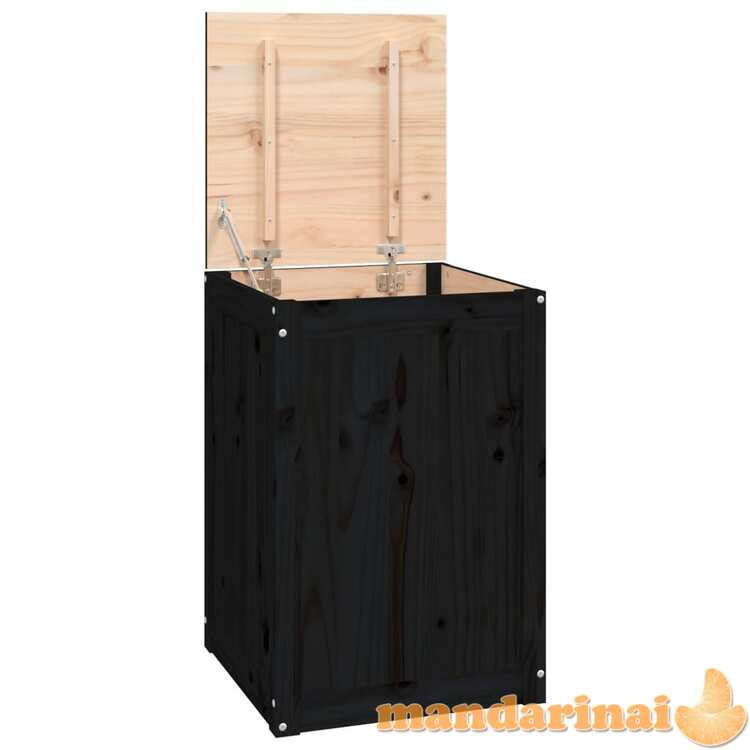 Skalbinių dėžė, juoda, 44x44x66cm, pušies medienos masyvas