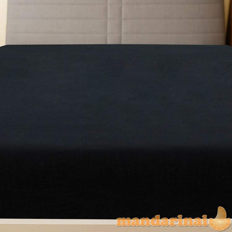 Trikotažinė paklodė su guma, juoda, 100x200cm, medvilnė