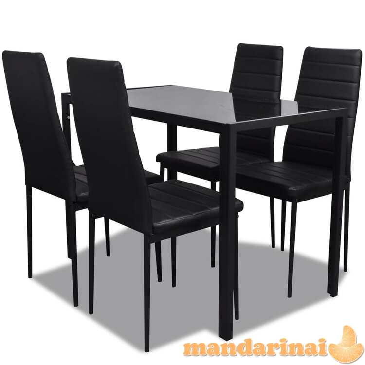 5 dalių valgomojo stalo ir kėdžių komplektas, juodas