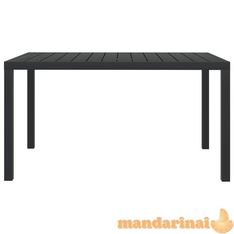 Sodo stalas, juodas, 150x90x74cm, aliuminis ir wpc
