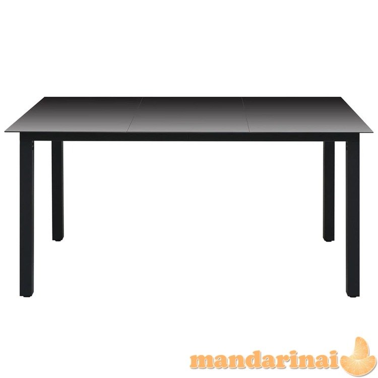 Sodo stalas, juodas, 150x90x74cm, aliuminis ir stiklas