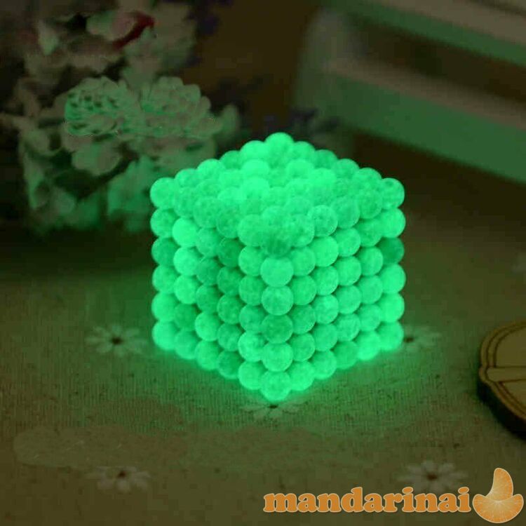 Magnetiniai 3mm. rutuliukai 216vnt. fuorascensinai su dėžute