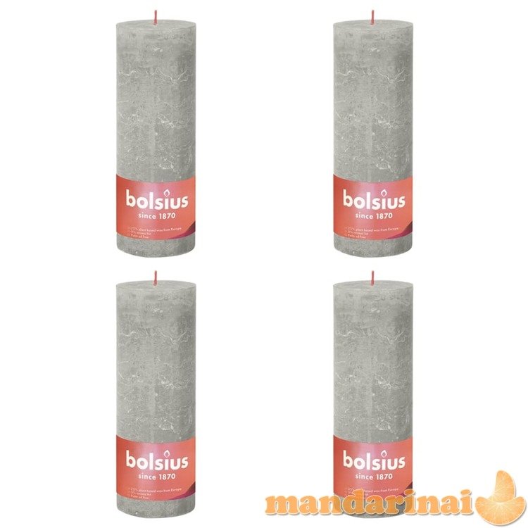 Bolsius Žvakės shine, 4vnt., smėlio pilkos, 190x68mm, cilindro formos