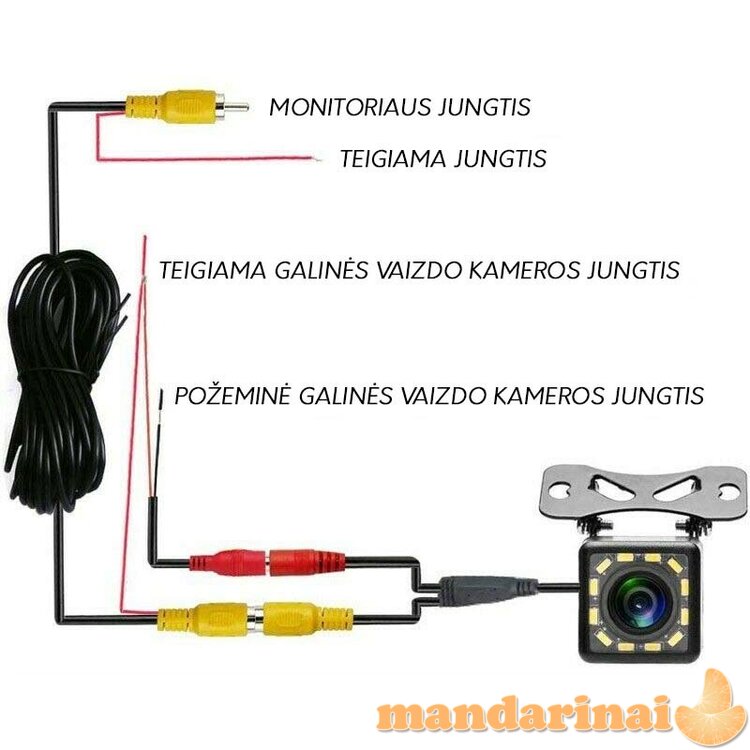 Galinio vaizdo kamera su 12 LED apšvietimu