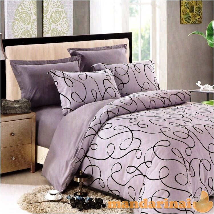 Keturių dalių dvipusis patalynės komplektas "Ilgesys" (pilkas), 200x220 cm