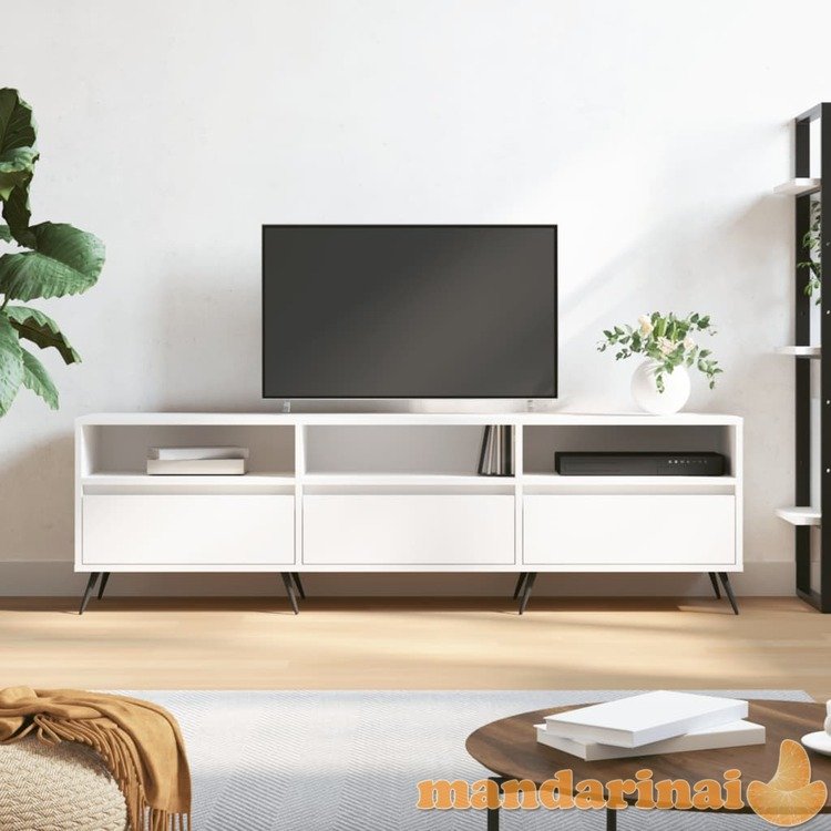 Televizoriaus spintelė, balta, 150x30x44,5cm, apdirbta mediena