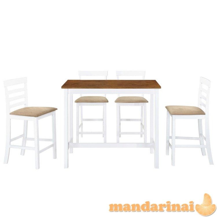Baro stalo ir kėdžių kompl., 5d., med. mas., rud. ir balt. sp.