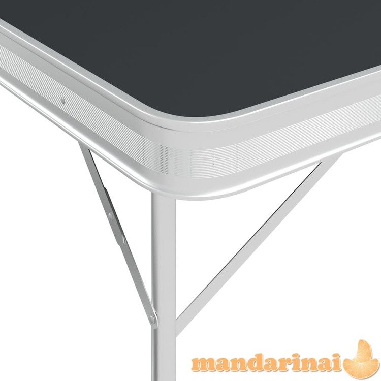 Sulankstomas stalas su 2 suoliukais, pilkos spalvos, aliuminis