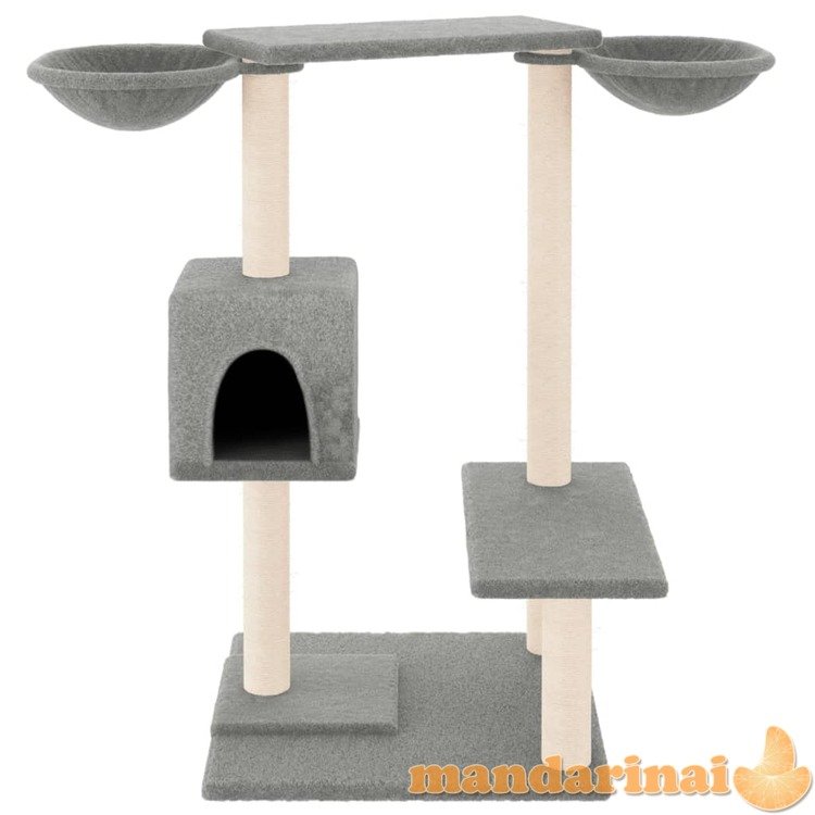 Draskyklė katėms su draskymo stovais, šviesiai pilka, 82cm