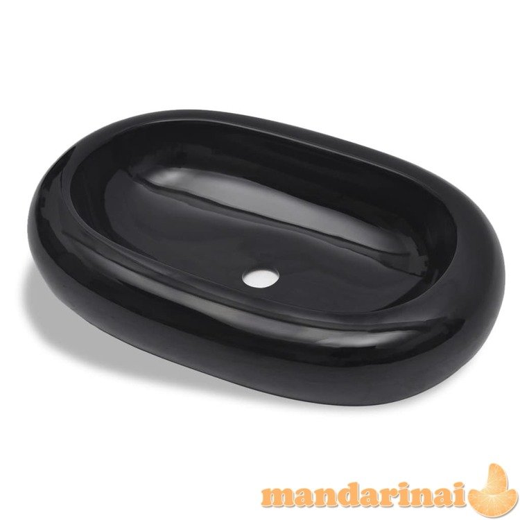 Keramikinis vonios praustuvas, juodas, ovalo formos