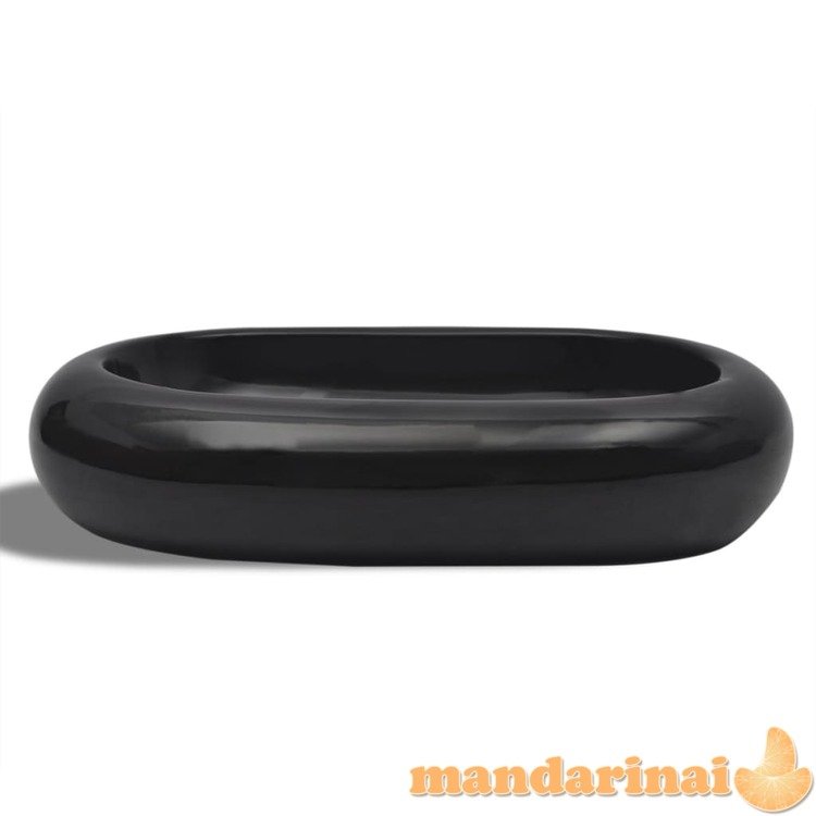Keramikinis vonios praustuvas, juodas, ovalo formos