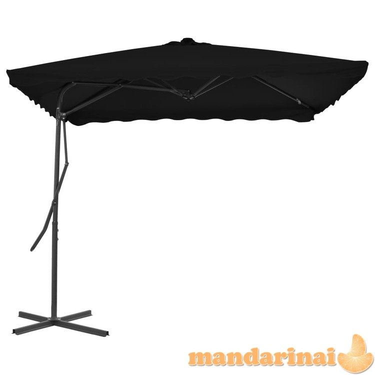 Lauko skėtis su plieniniu stulpu, juodos spalvos, 250x250x230cm