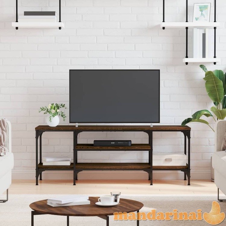 Televizoriaus spintelė, ruda, 121x35x45cm, mediena ir geležis