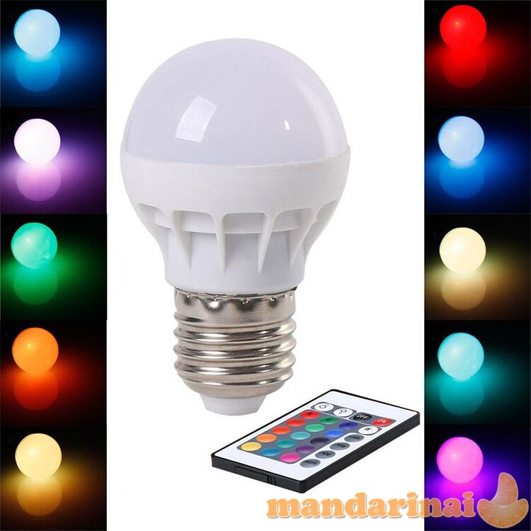 Spalvota 3W RGB Led lemputė su valdymo pulteliu