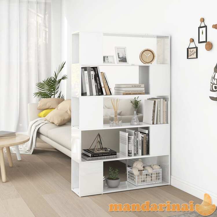 Spintelė knygoms/kambario pertvara, balta, mediena, blizgi