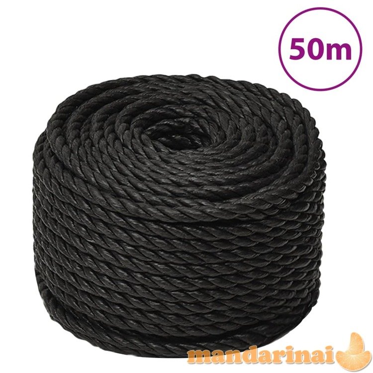 Darbo virvė, juodos spalvos, 12mm, 50m, polipropilenas