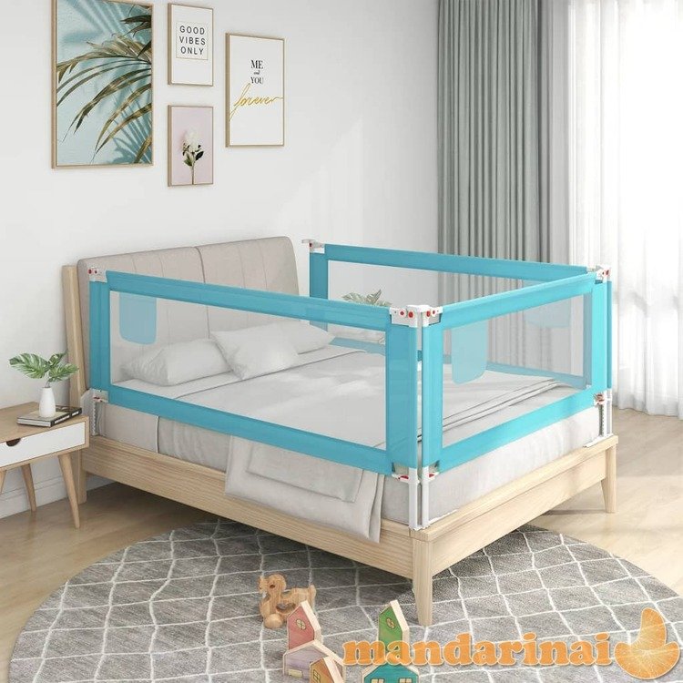Apsauginis turėklas vaiko lovai, mėlynas, 140x25cm, audinys