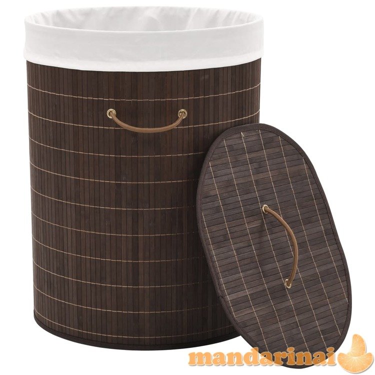 Skalbinių krepšys, tamsiai ruda spalva, bambukas, ovalus