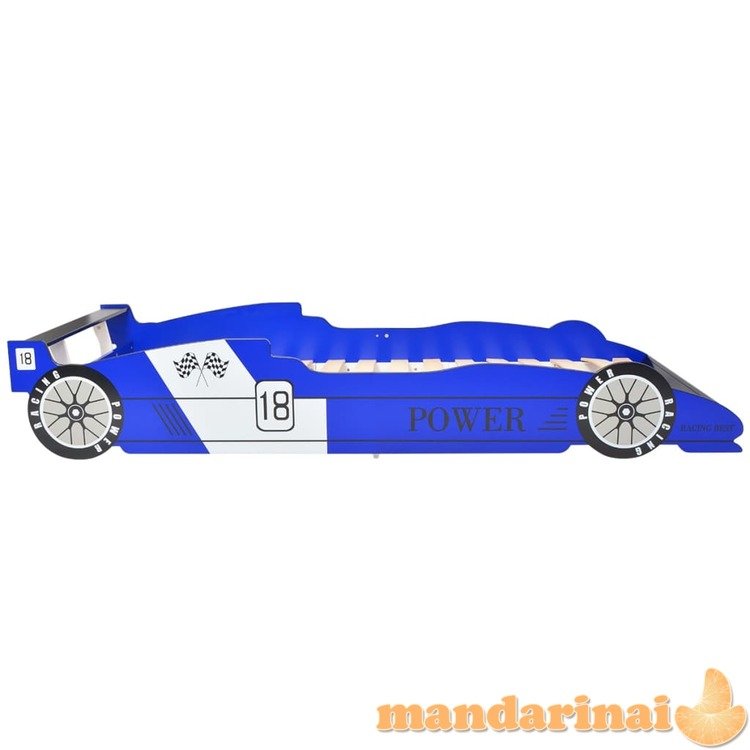 Vaikiška lova lenktyninė mašina, 90x200 cm, mėlyna