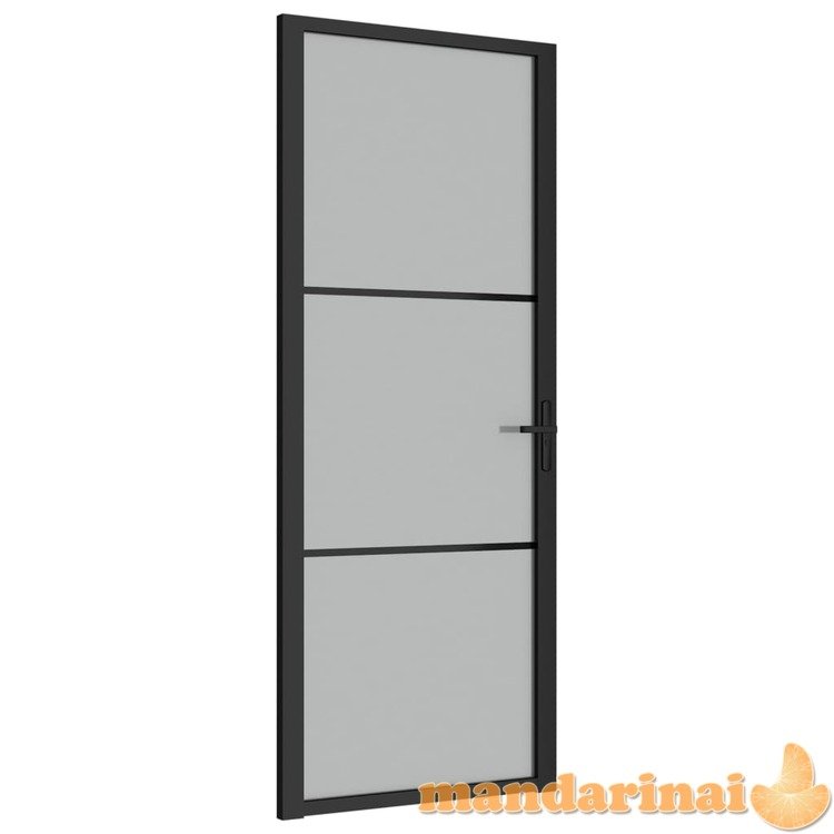 Vidaus durys, juodos, 83x201,5cm, matinis stiklas ir aliuminis