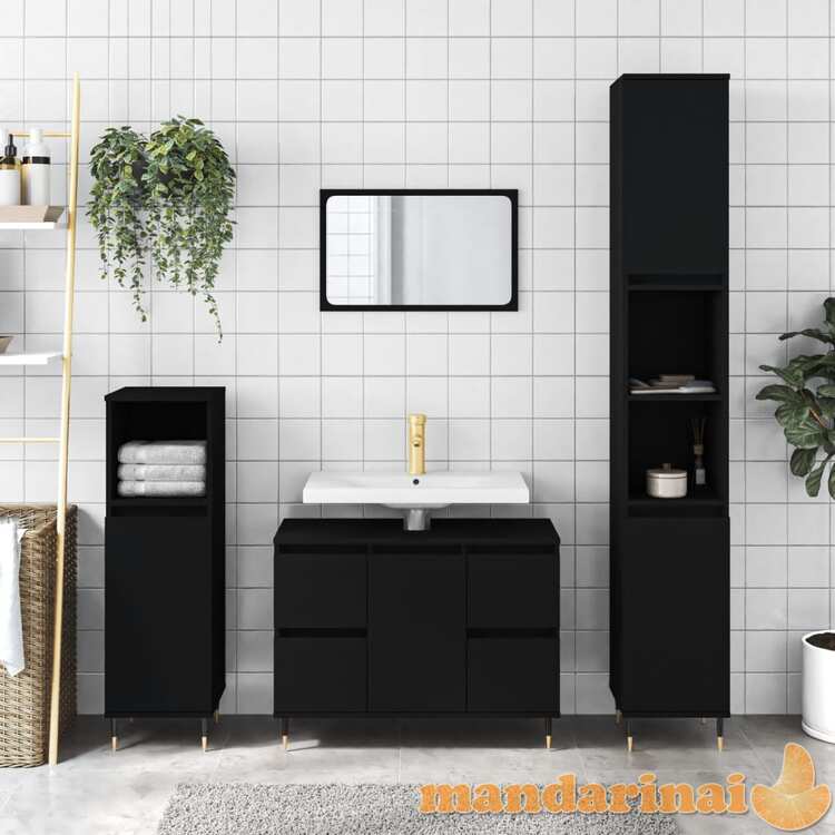Vonios kambario spintelė, juoda, 80x33x60cm, apdirbta mediena