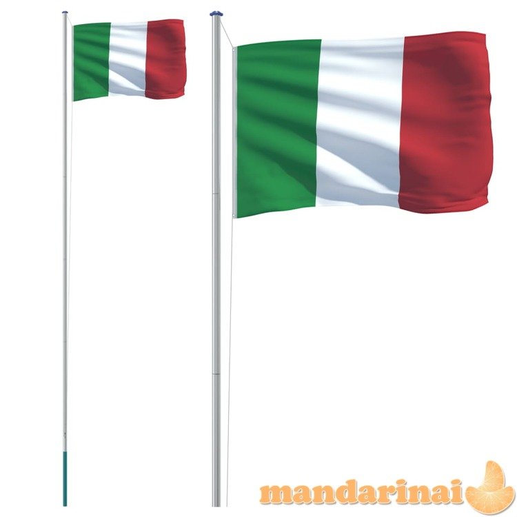 Italijos vėliava su stiebu, aliuminis, 6,23m