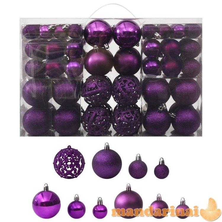 Eglutės žaisliukų rinkinys, 100vnt., violetinės spalvos