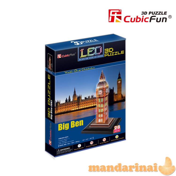 CUBICFUN 3D dėlionė „Big Benas“ (LED)