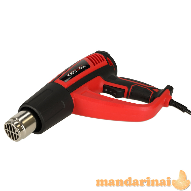 Elektrinis įdegis su temperatūros valdymu 0-600 laipsnių C oro srautas 300-500 l/min + 4 keičiami antgaliai 1850W