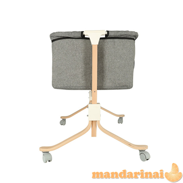 Kūdikių lopšys kūdikių medinis lopšys ant ratukų, pilkas