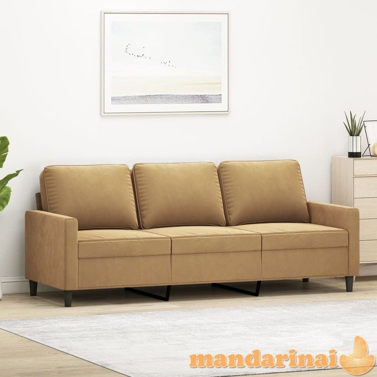 Trivietė sofa, rudos spalvos, 180cm, aksomas