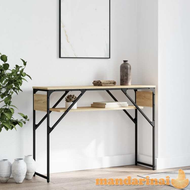 Konsolinis staliukas su lentyna, ąžuolo, 105x30x75cm, mediena