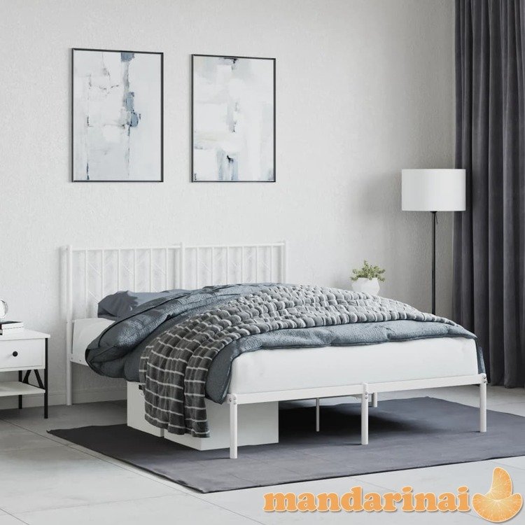 Metalinis lovos rėmas su galvūgaliu, baltos spalvos, 140x200cm