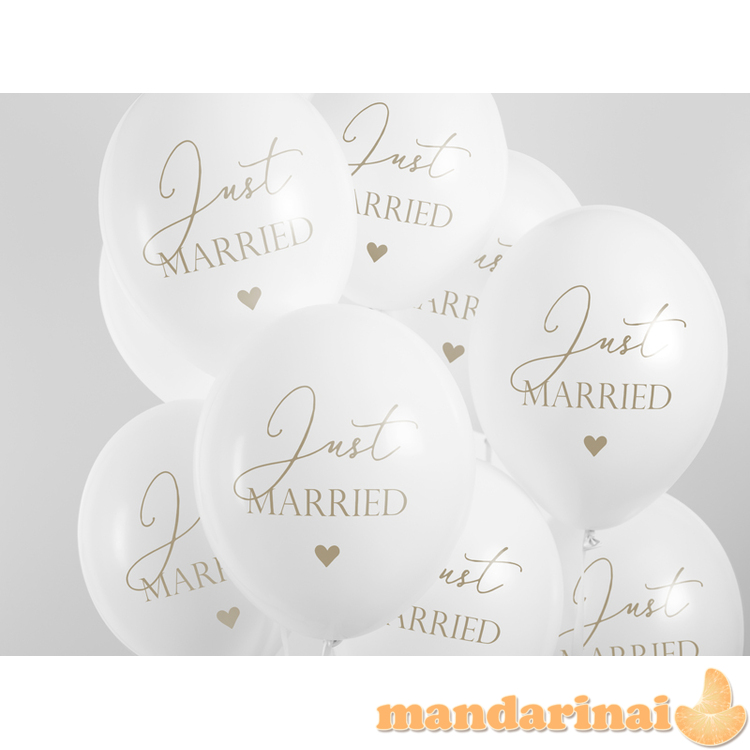 Balloons 30cm, Just Married, Pastel Pure White (1 pkt / 50 pc.) 1