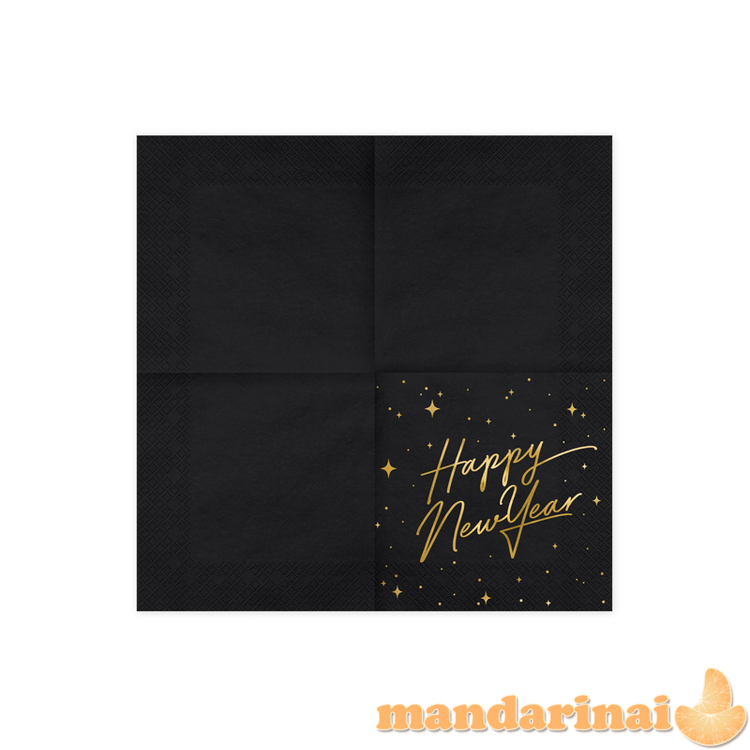 Napkins Happy New Year, black, 33x33cm (1 pkt / 20 pc.) 6