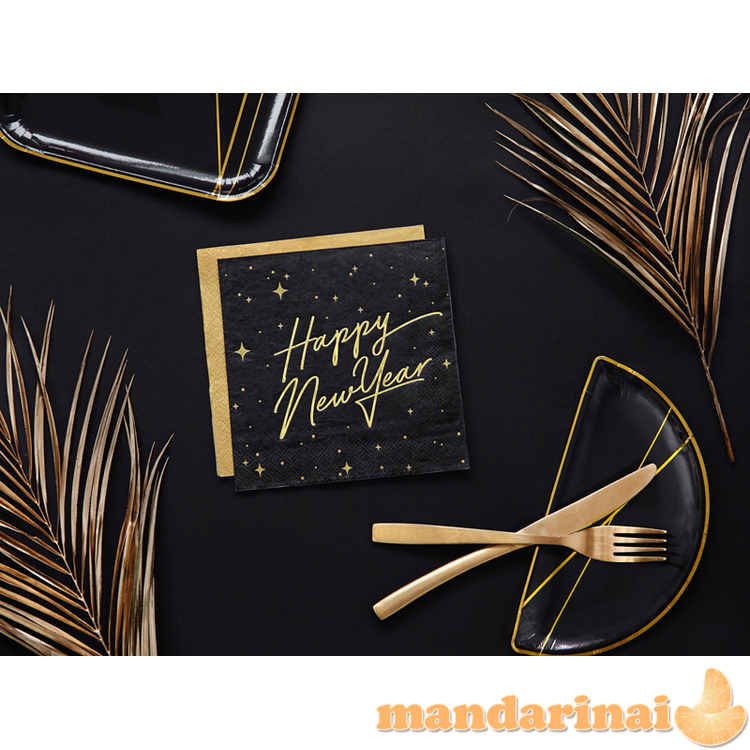 Napkins Happy New Year, black, 33x33cm (1 pkt / 20 pc.) 5