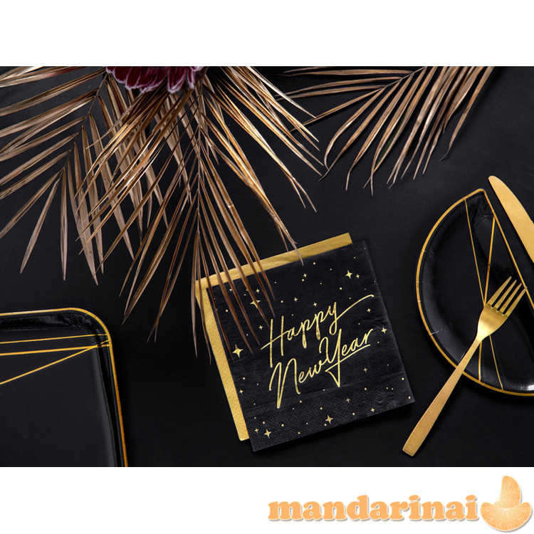 Napkins Happy New Year, black, 33x33cm (1 pkt / 20 pc.) 1
