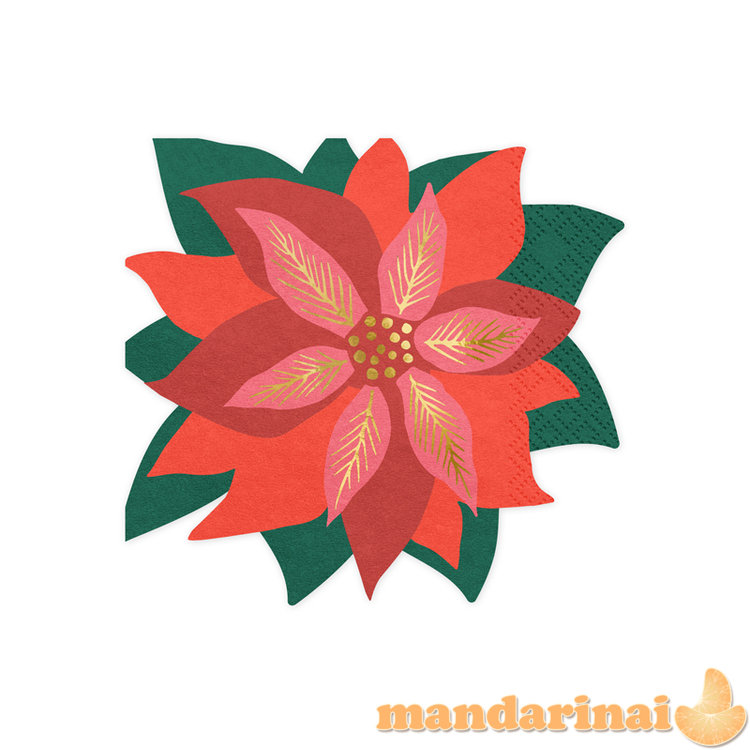 Napkins Red star of Bethlehem, mix, 14.5x15.5cm (1 pkt / 20 pc.)