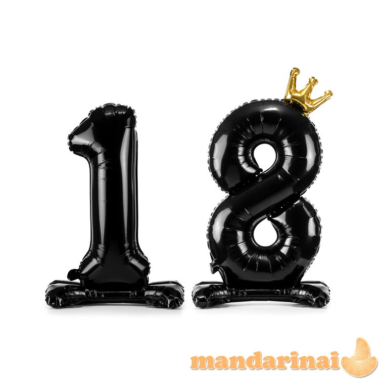 Standing foil balloon Number   18  , 84 cm, black