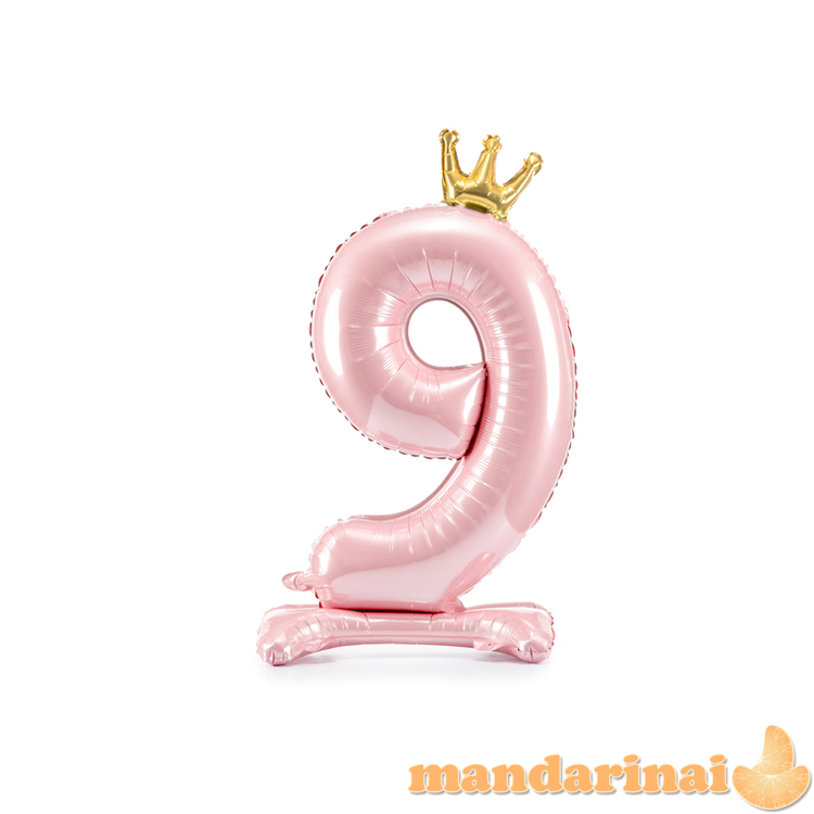 Standing foil balloon Number   9   , 84 cm,  light pink