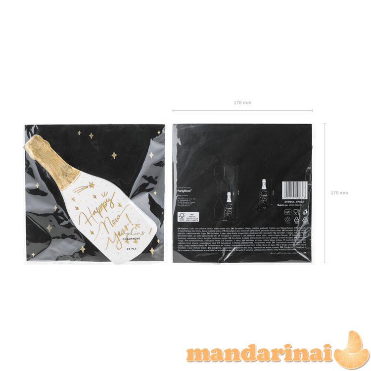 Napkins Champagne, mix, 7x19 cm (1 pkt / 20 pc.) 1