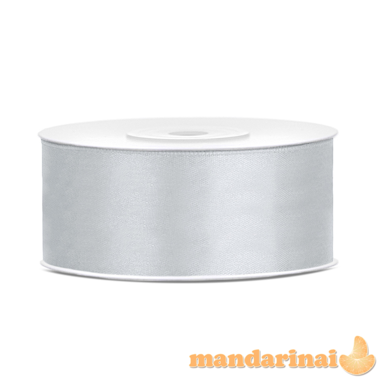Satin Ribbon, silver, 25mm/25m (1 pc. / 25 lm)